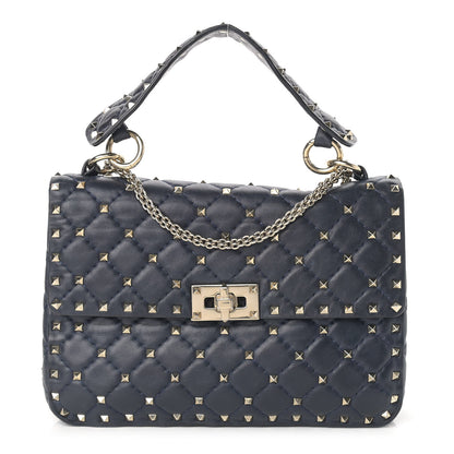 Valentino Garavani Nappa Medium Rockstud Spike Shoulder Bag Marine 1 of 10