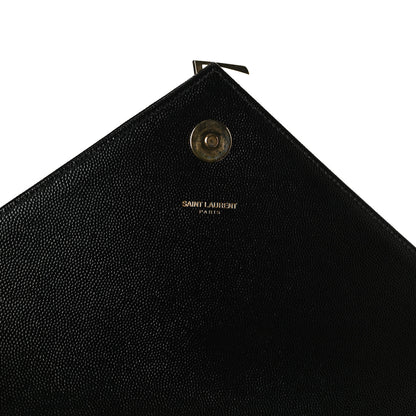 Saint Laurent Grain De Poudre Matelasse Chevron Large Monogram Satchel Black 7 of 11