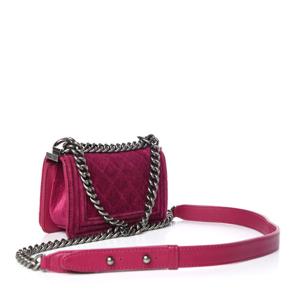 Chanel Velvet Quilted Mini Boy Flap Pink 4 of 13