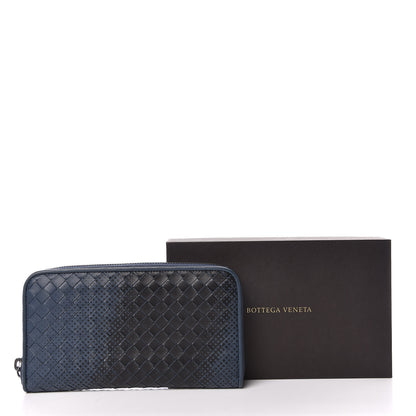 Bottega Veneta Nappa Intrecciato Gradient Spotted Zip Around Wallet Black Denim 10 of 10