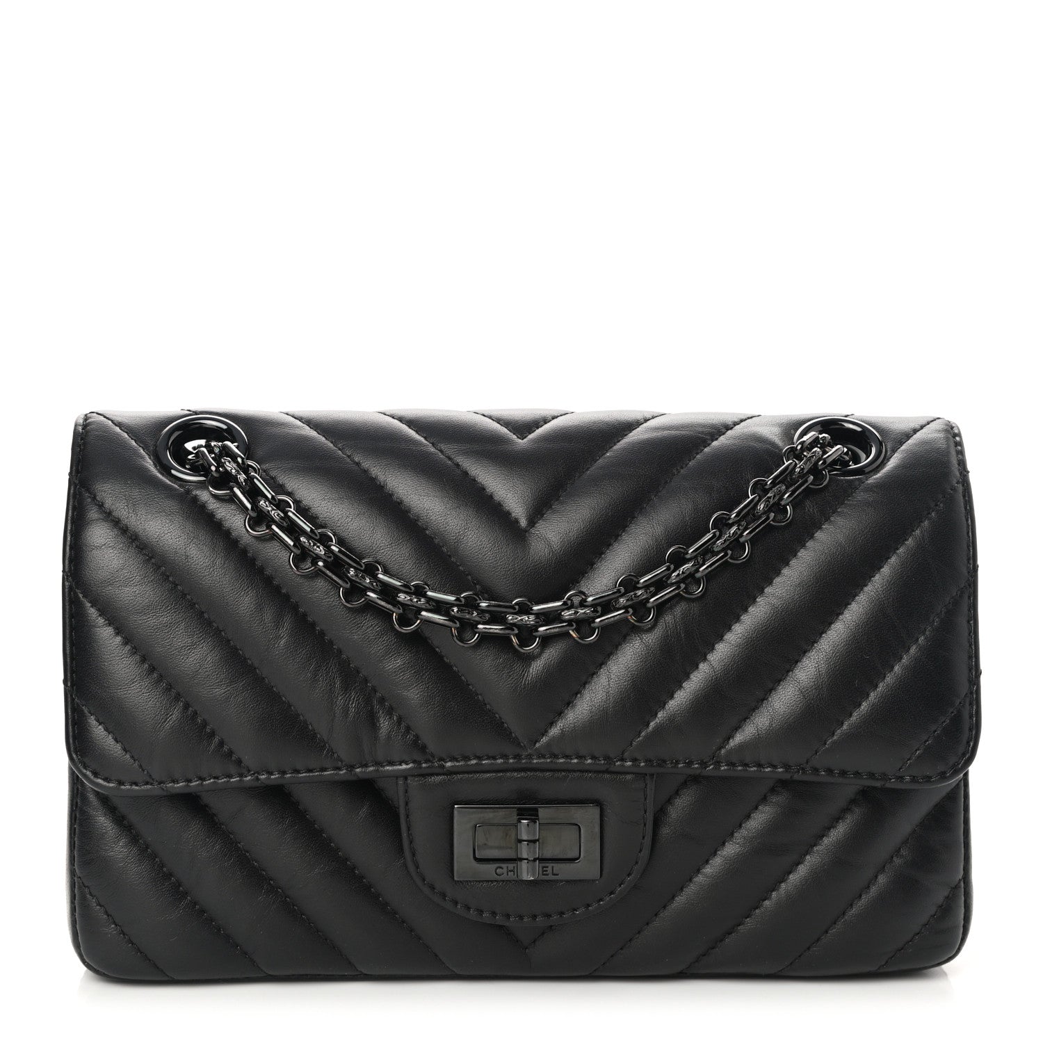 Chanel Aged Calfskin Chevron Quilted 2.55 Reissue Mini Flap So Black 1 of 12