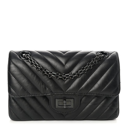 Chanel Aged Calfskin Chevron Quilted 2.55 Reissue Mini Flap So Black 1 of 12