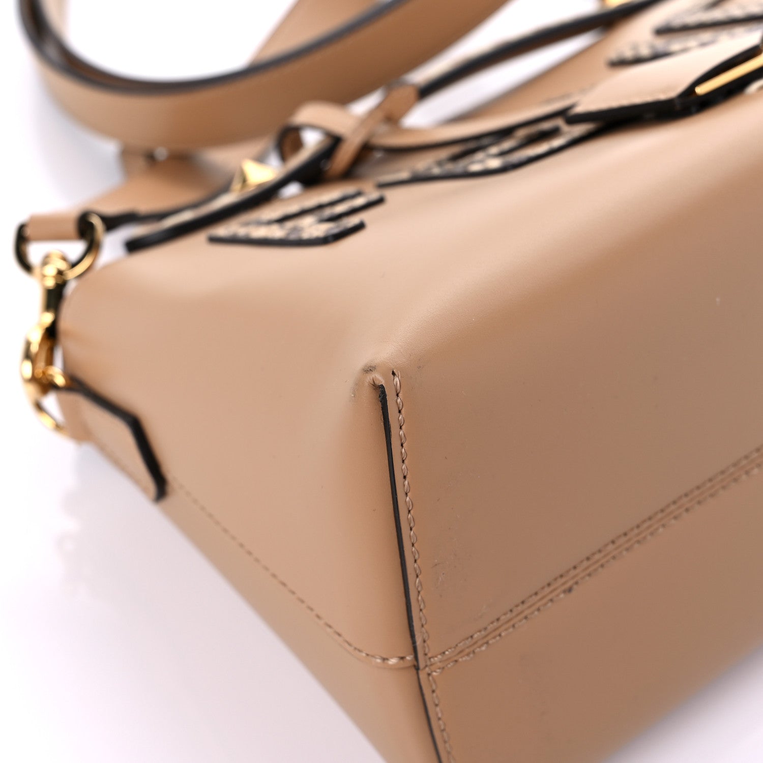 Fendi Vitello King Elaphe Python Print Logo Medium By The Way Boston Bag Miele Scuro Makeup 7 of 11