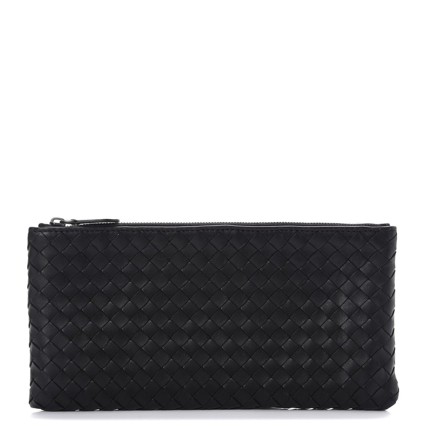 Nappa Intrecciato Flat Zip Pouch Nero Black