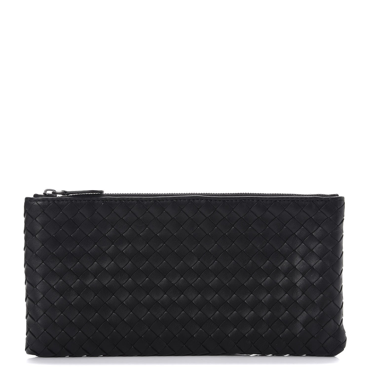 Bottega Veneta Nappa Intrecciato Flat Zip Pouch Nero Black 1 of 9