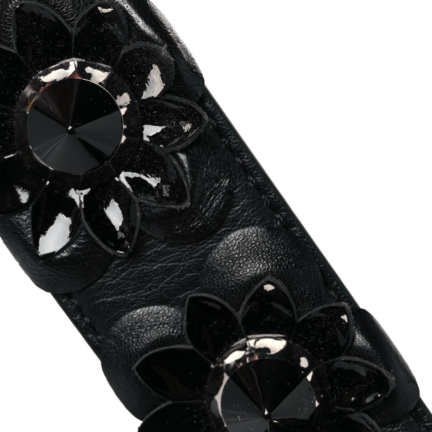 Fendi Vitello Dolce Nappa Patent Flowerland Studded Strap You Black 5 of 5