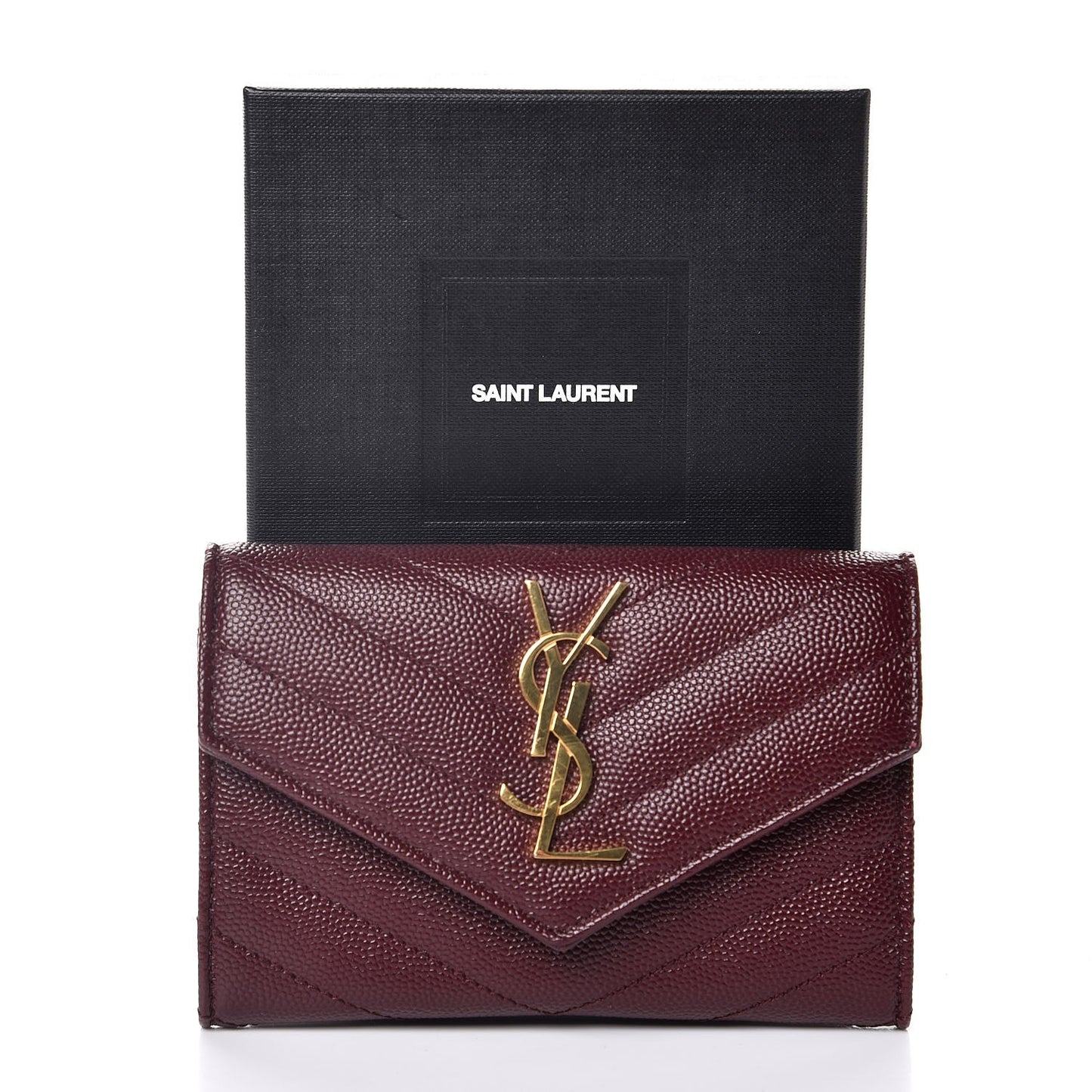 Grain De Poudre Matelasse Chevron Small Monogram Envelope Wallet Bordeaux