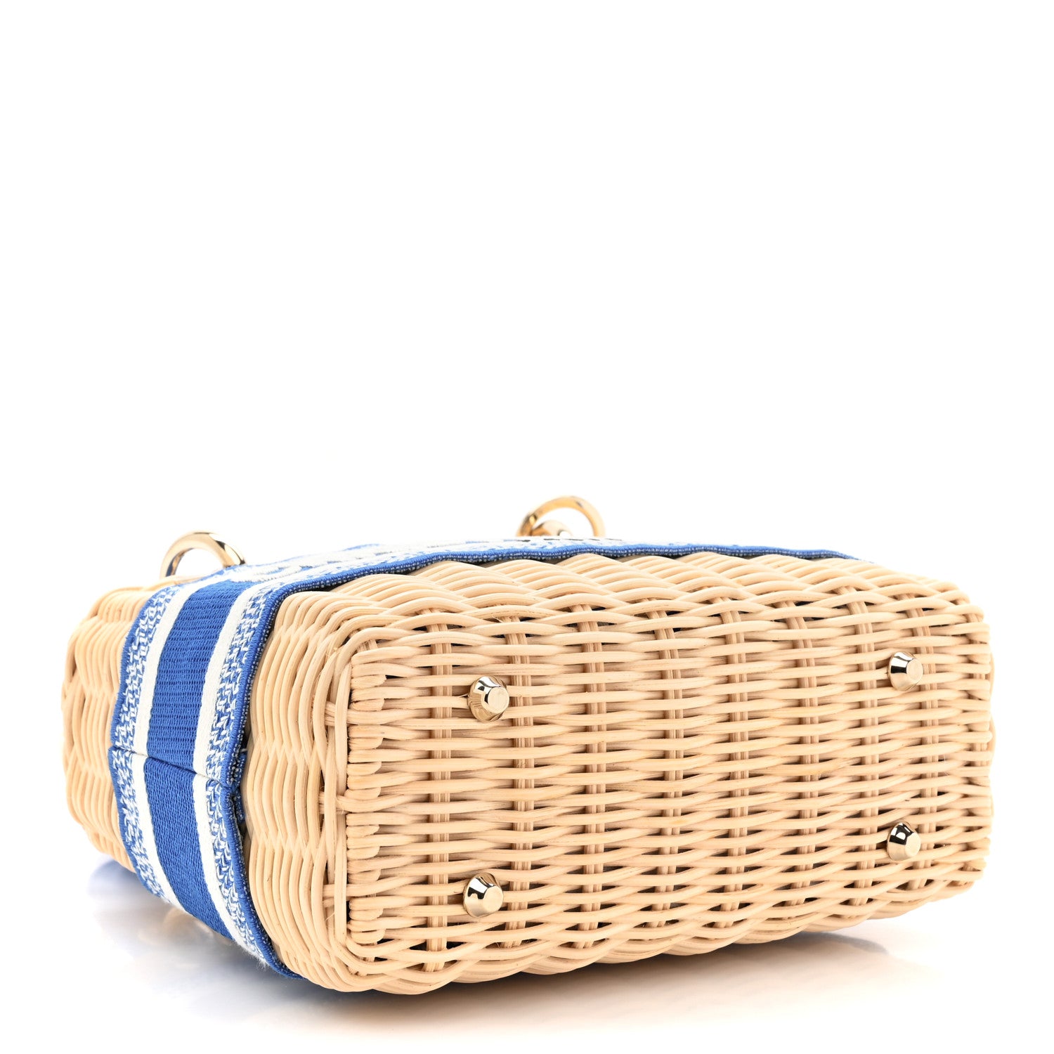 Christian Dior Wicker Oblique Mini Lady Dior Bag Florescent Blue 4 of 12
