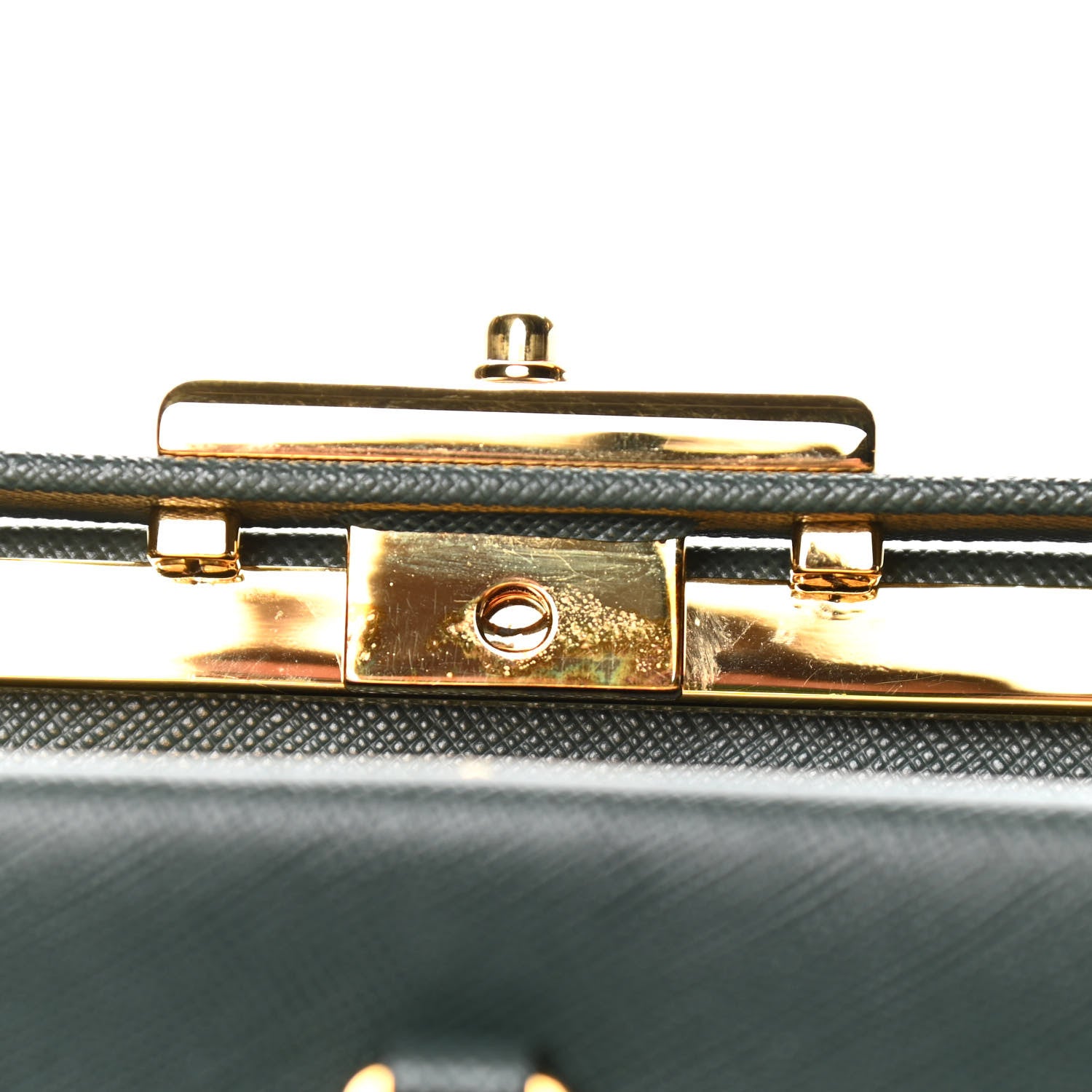 Prada Saffiano Lux Framed Bag Smeraldo 10 of 11