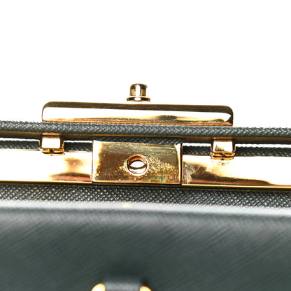 Prada Saffiano Lux Framed Bag Smeraldo 10 of 11