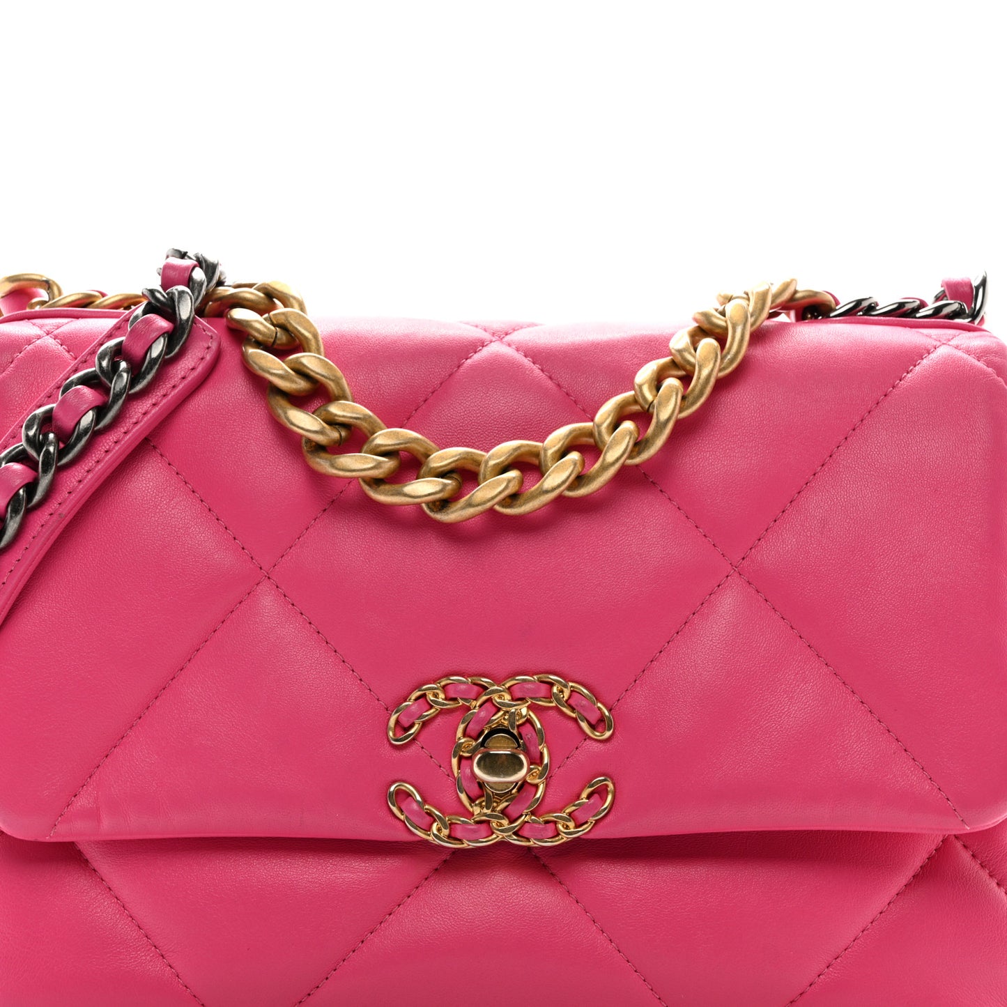 Lambskin Quilted Medium Chanel 19 Flap Dark Pink