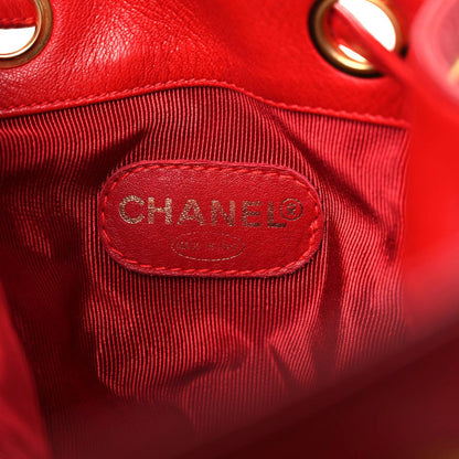 Chanel Lambskin CC Drawstring Shoulder Bag Red 7 of 22