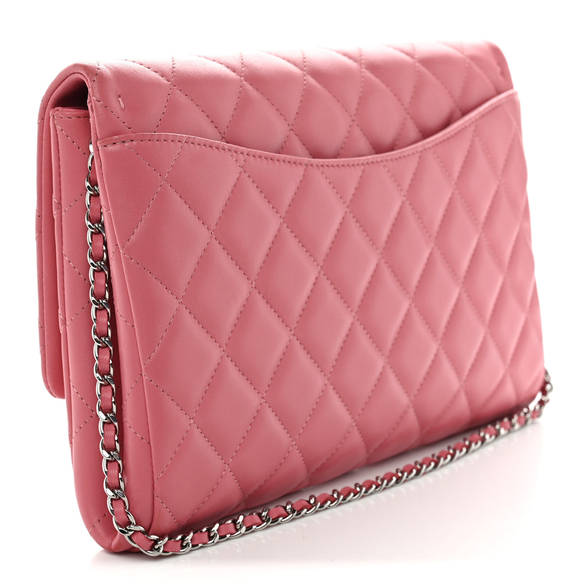 Chanel Lambskin Quilted Clutch with Chain Flap Pink 3 of 10