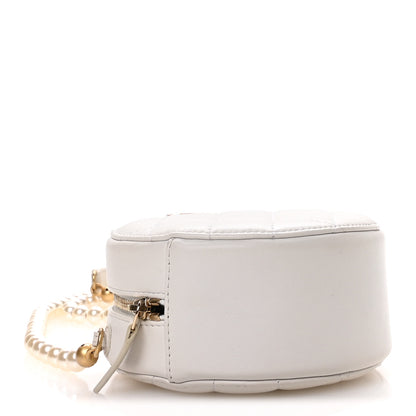 Chanel Calfskin Quilted Pearl Round Clutch With Chain White 4 of 10