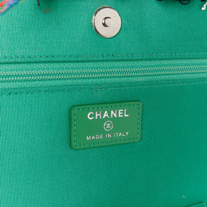 Chanel Tweed Fringe Wallet On Chain WOC Black Green 6 of 12