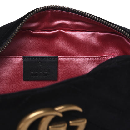 Gucci Velvet Matelasse Small GG Marmont Chain Shoulder Bag Black 8 of 15