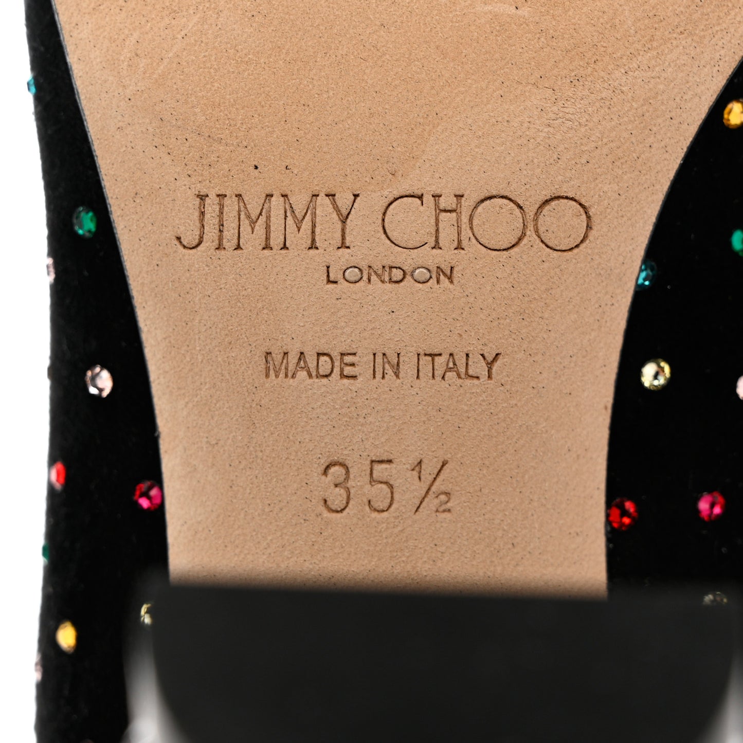 Suede Scattered Crystal Embellished Maine 100 Booties 35.5 Black Multicolor