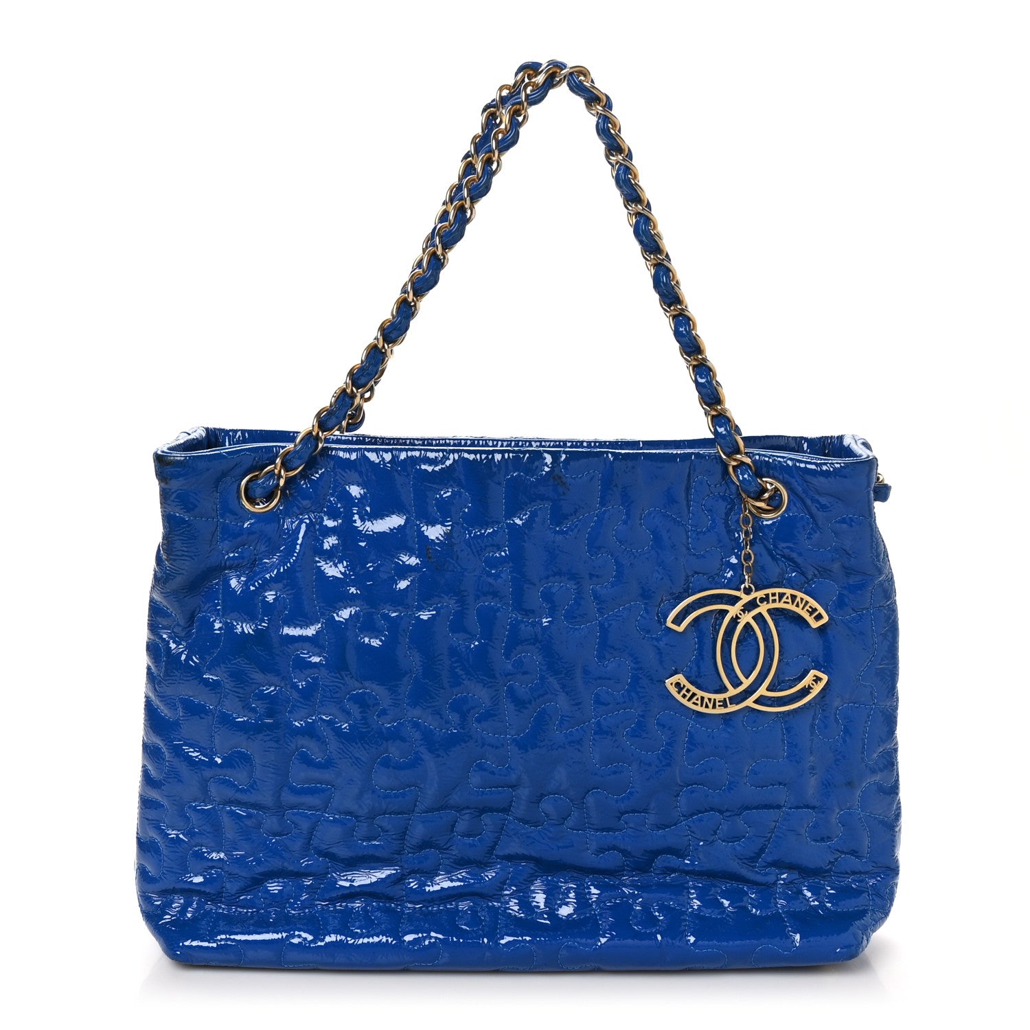 Chanel Patent Puzzle Tote Electric Blue 1 of 11