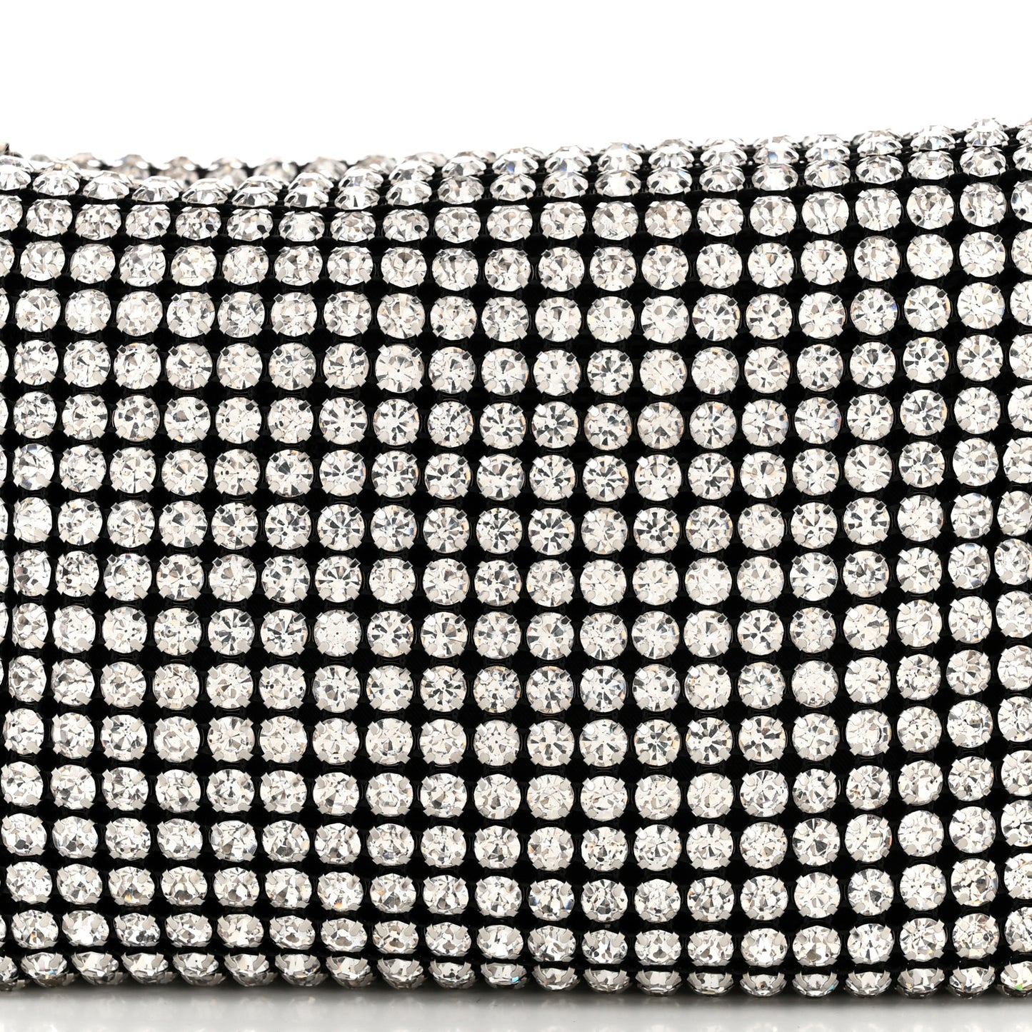 Mesh Crystal Rhinestone Mini Heiress Pouch Black Silver