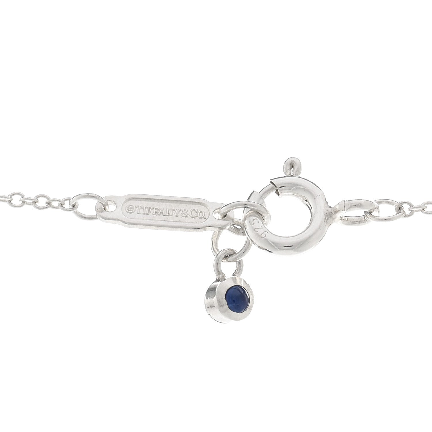 Tiffany Sterling Silver Blue Sapphire Loop Pendant Necklace 4 of 5