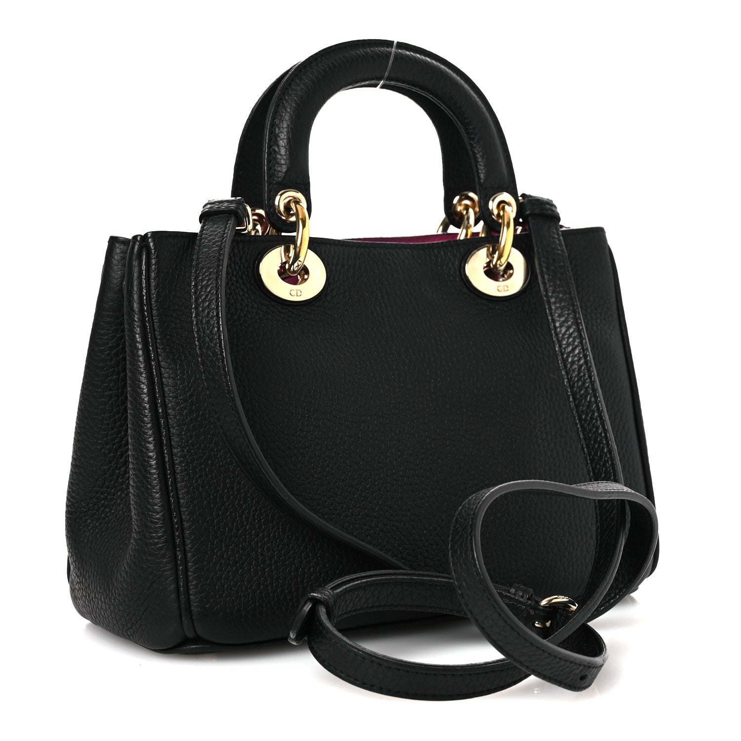 Christian Dior Bullcalf Small Diorissimo Tote Black Rose Indien 3 of 11