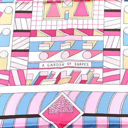 Hermes Silk A Garden of Shapes Scarf 90 Rose Bleu Jean Blanc 5 of 6