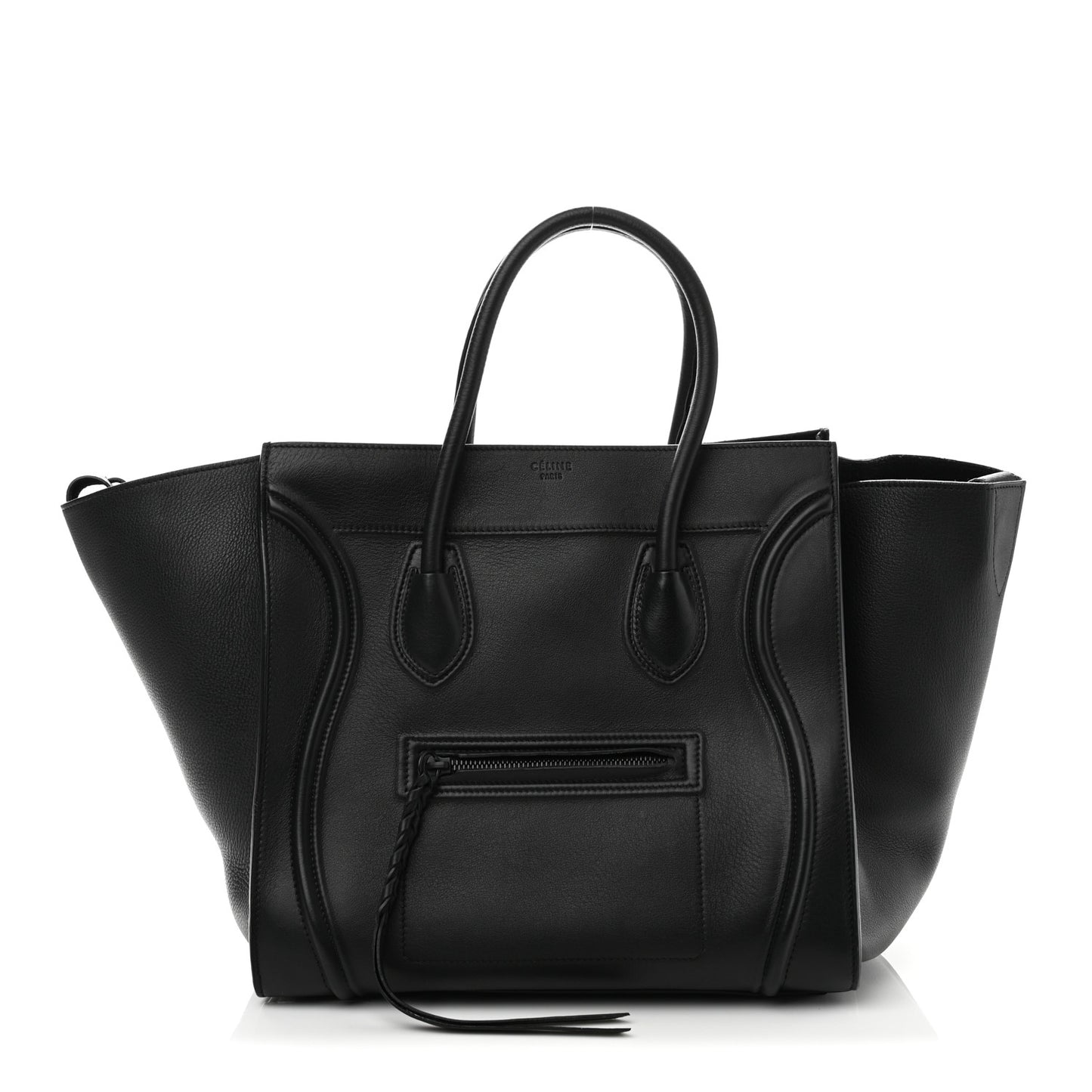 Grained Calfskin Medium Phantom Luggage Black