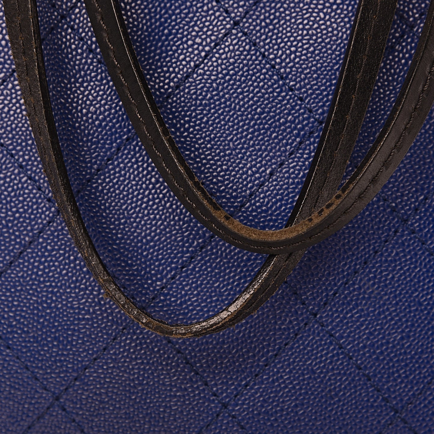 Grained Calfskin Shopping Fever Tote Blue