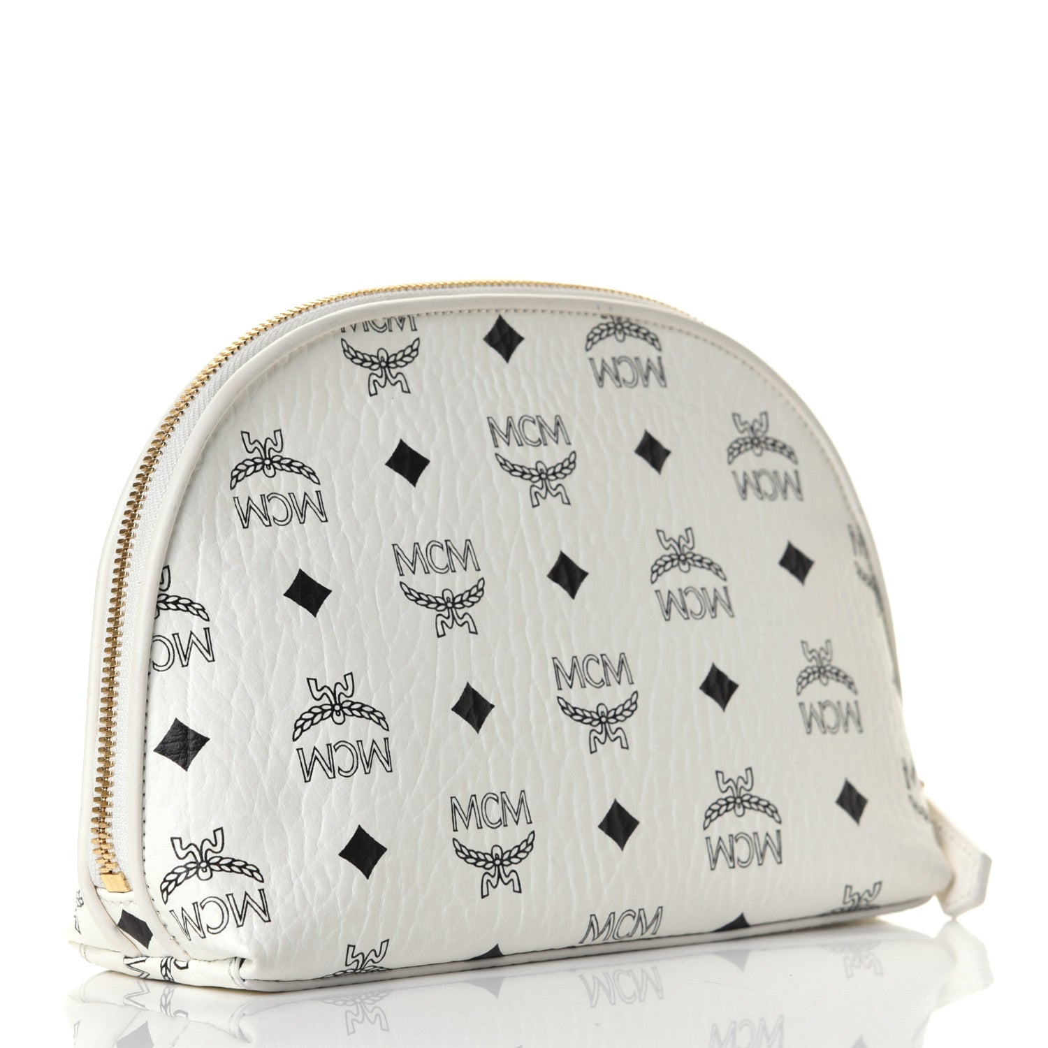 MCM Visetos Heritage Cosmetic Pouch White 2 of 5