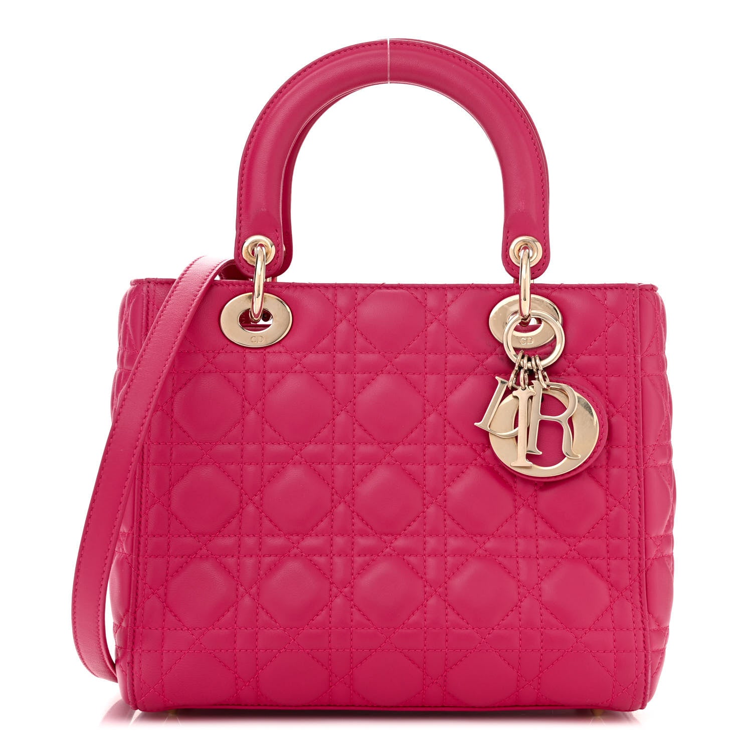 Christian Dior CHRISTIAN DIOR Lambskin Cannage Medium Lady Dior Fuchsia 1 of 11