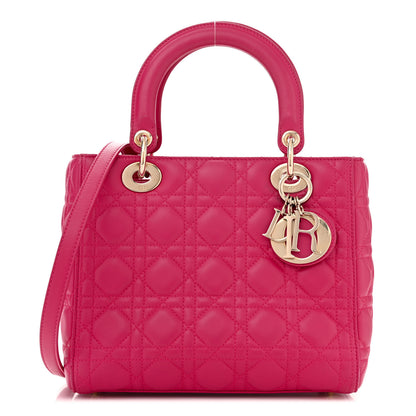 Christian Dior CHRISTIAN DIOR Lambskin Cannage Medium Lady Dior Fuchsia 1 of 11