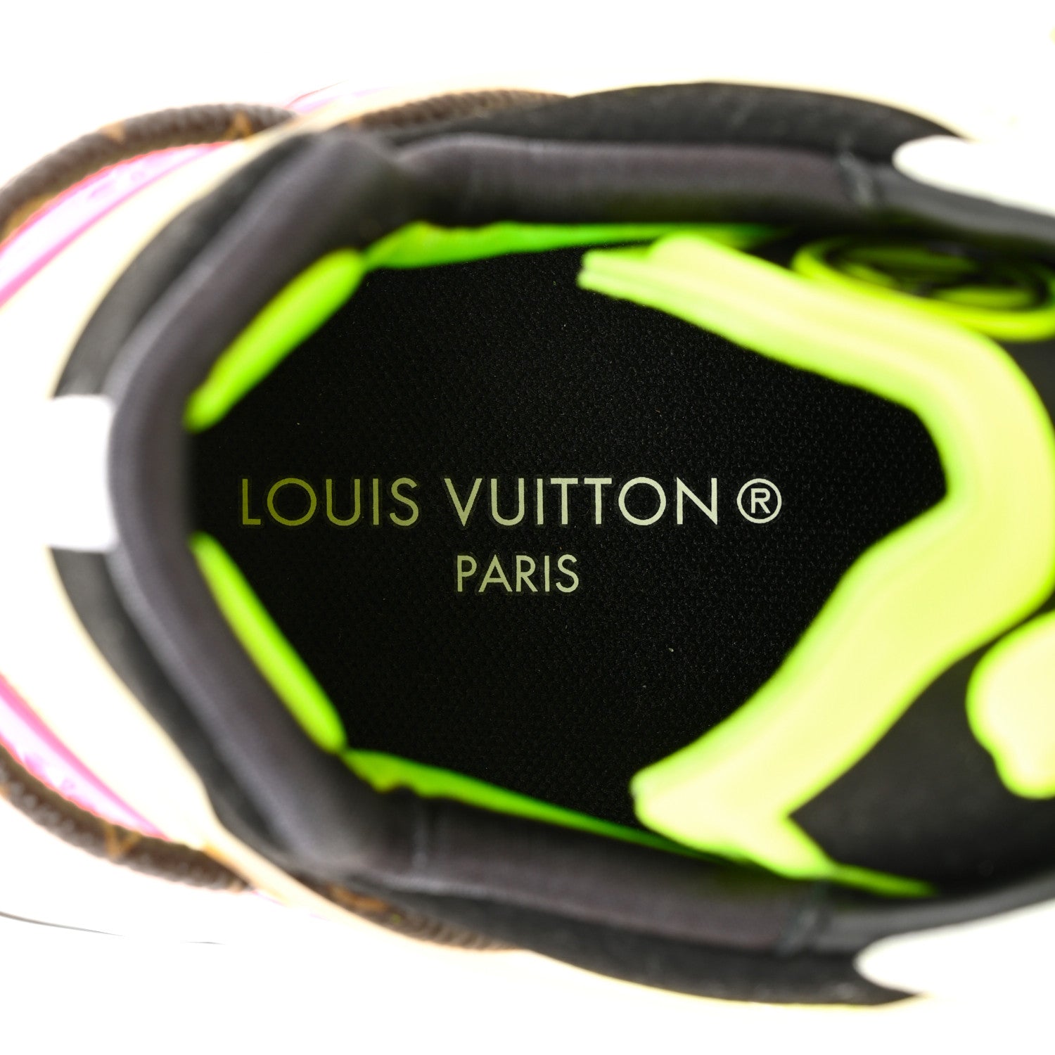 Louis Vuitton Mix Materials Suede Calfskin Run 55 Sneakers 37.5 Fluorescent Yellow Pink 7 of 9