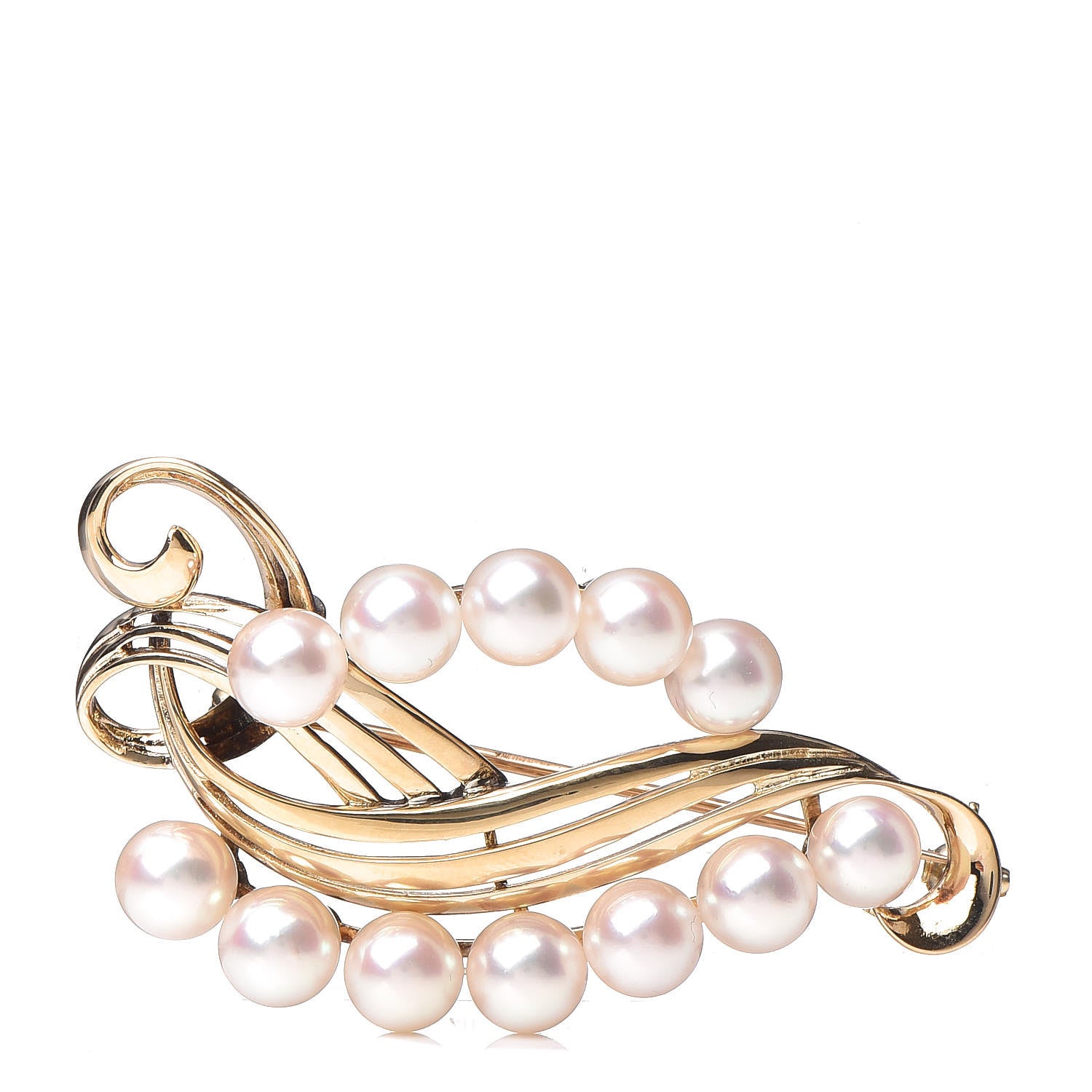 Mikimoto 14K Yellow Gold Akoya Pearl Brooch 1 of 4