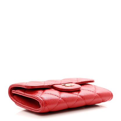 Chanel Caviar Quilted Flap Card Holder Wallet Red 4 of 8