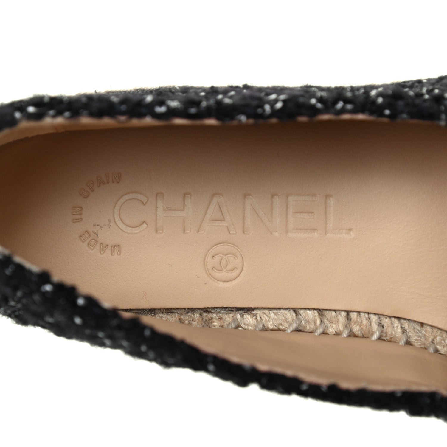 Chanel Metallic Lambskin Tweed CC Espadrilles 35 Black Silver 7 of 11
