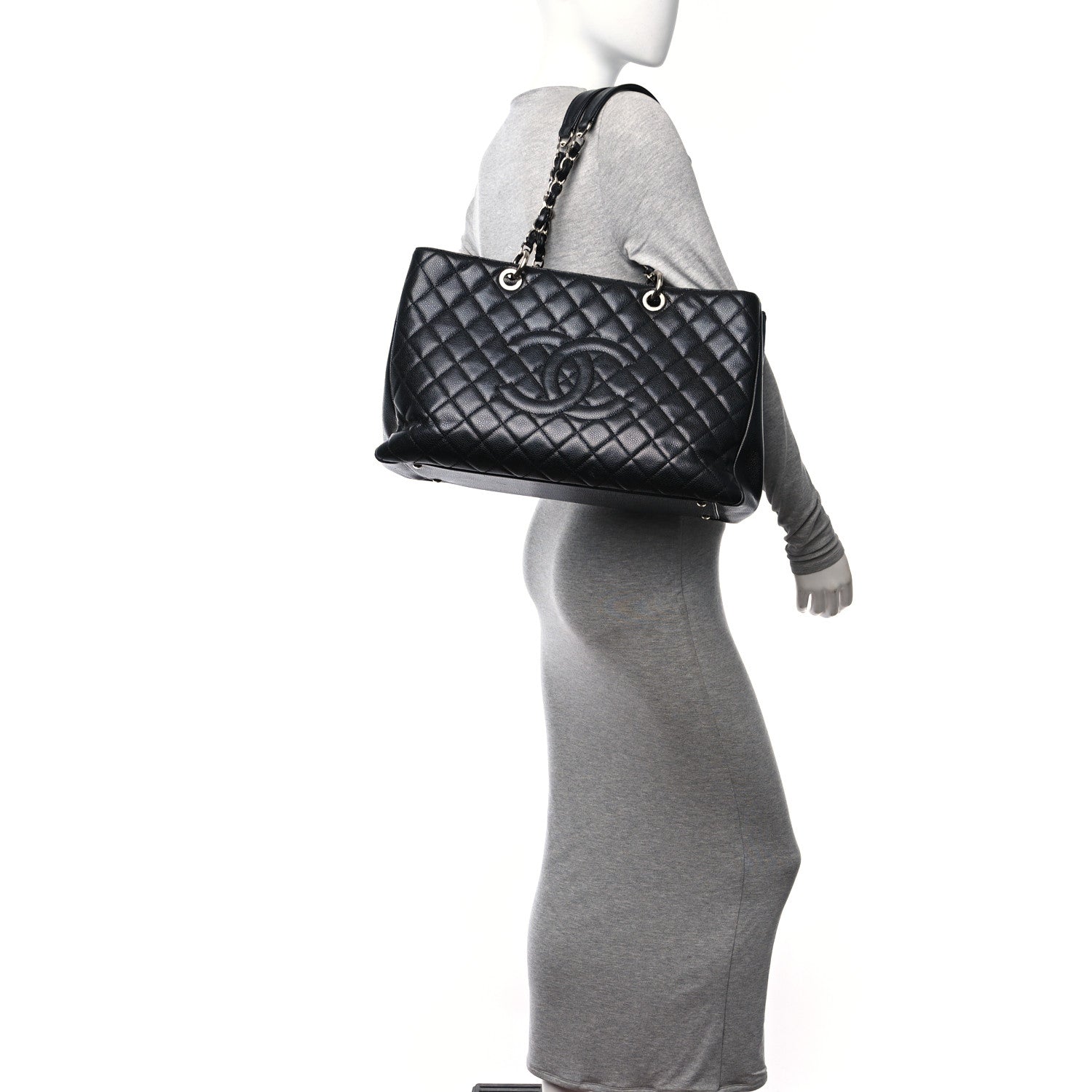 Chanel Caviar Quilted XL Grand Shopping Tote GST Black 2 of 11