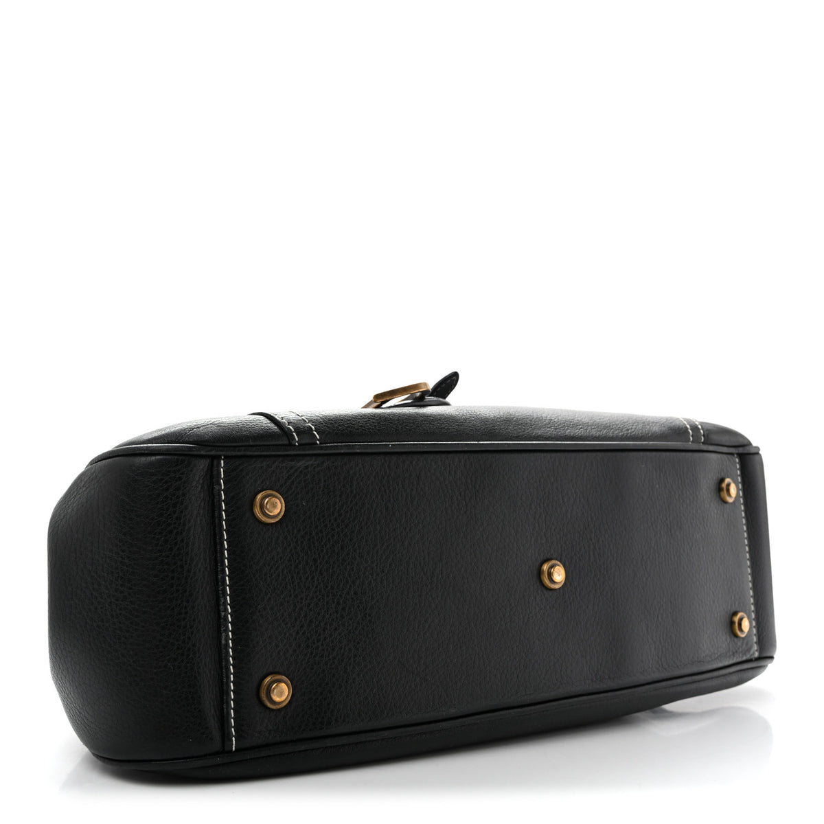 Calfskin Saddle Top Handle Satchel Black