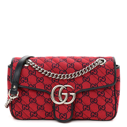 Gucci Monogram Multicolor Matelasse Diagonal Small GG Marmont Shoulder Bag Red Blue 1 of 11