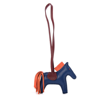 Hermes Milo Lambskin Grigri Rodeo Bag Charm PM Bleu De Malte Rouge H Orange Poppy 1 of 4