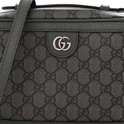 Gucci GG Supreme Monogram Textured Dollar Calfskin Small Ophidia Top Handle Shoulder Grey Black Graphite Grey 8 of 15