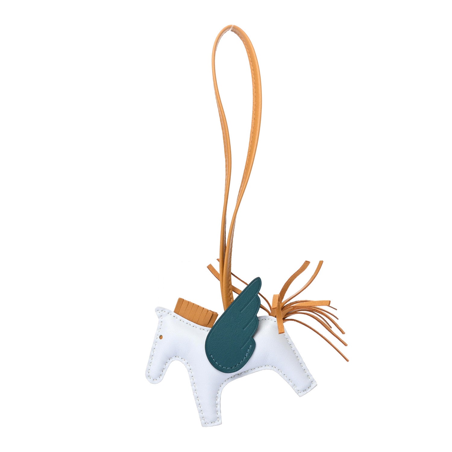 Hermes Milo Lambskin Grigri Rodeo Pegase Horse Bag Charm PM Bleu Brume Sesame Vert Bosphore 1 of 4
