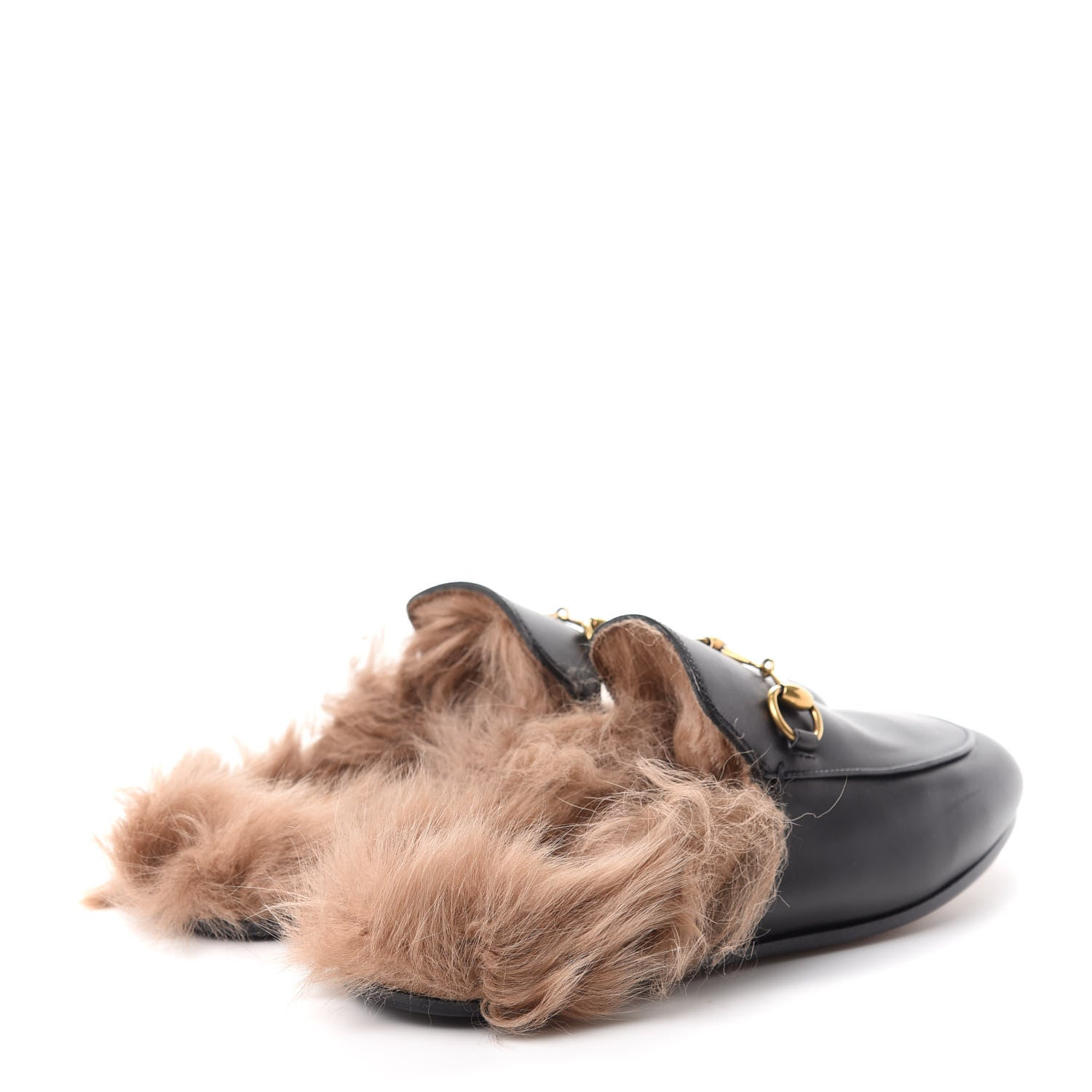 Gucci Calfskin Fur Womens Princetown Slippers 36.5 Black 4 of 9