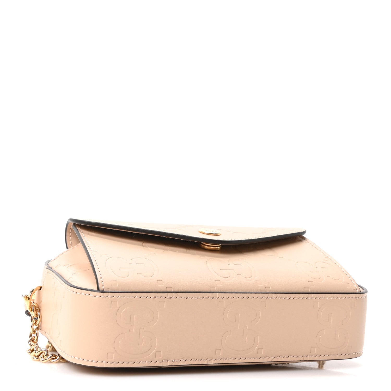 Gucci Calfskin GG Super Mini Debossed Chain Wallet Light Beige 4 of 10