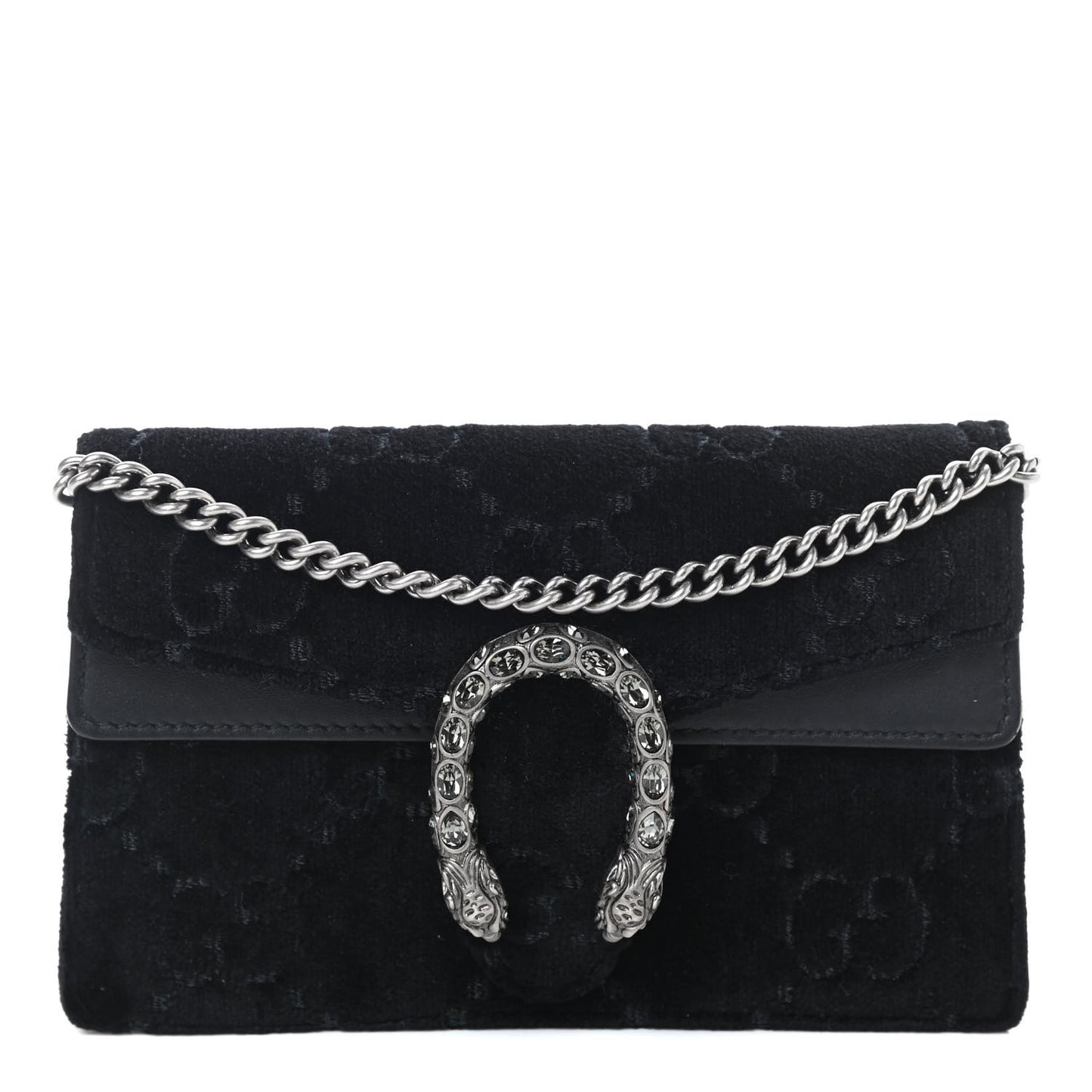 Velvet GG Monogram Super Mini Dionysus Shoulder Bag Black