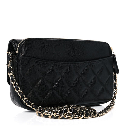 Chanel Caviar Quilted Flap Phone Holder With Chain Black 3 of 12