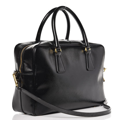 Prada Saffiano Vernice Bauletto Black 4 of 10