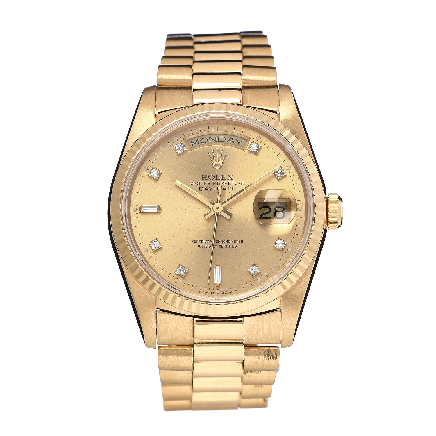 Rolex 18K Yellow Gold Diamond 36mm Oyster Perpetual Day-Date President Watch Champagne 18238 1 of 7