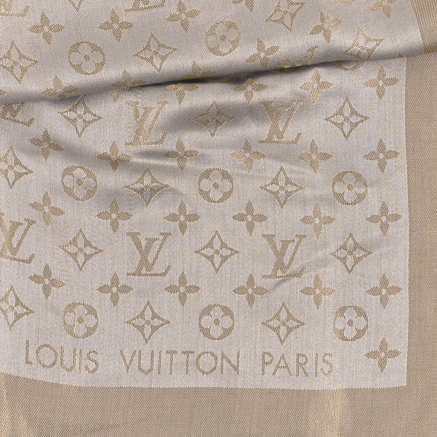 Louis Vuitton LOUIS VUITTON Silk Lurex Wool Monogram Shine Shawl Greige 2 of 3