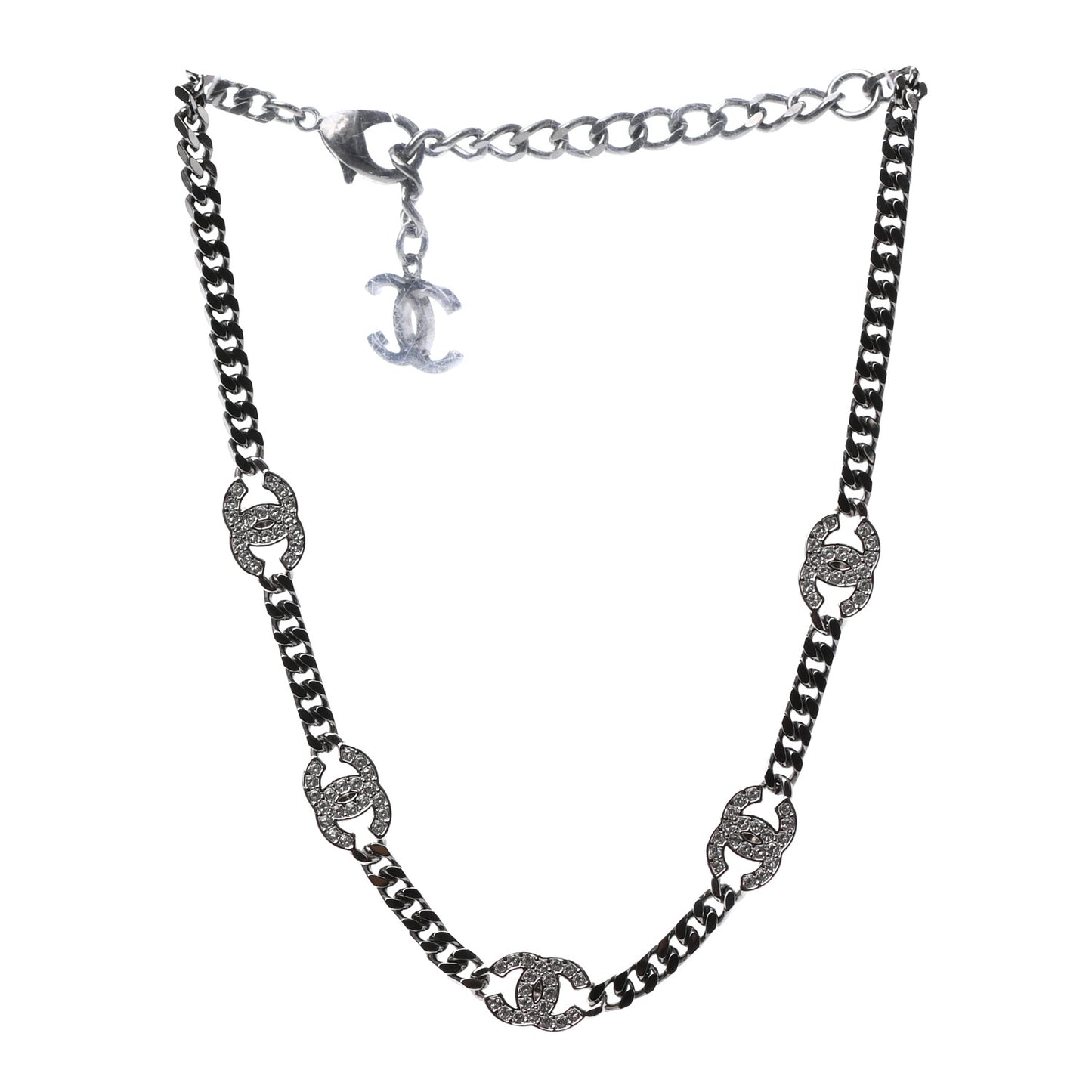 Ruthenium Crystal Chain CC Choker Silver