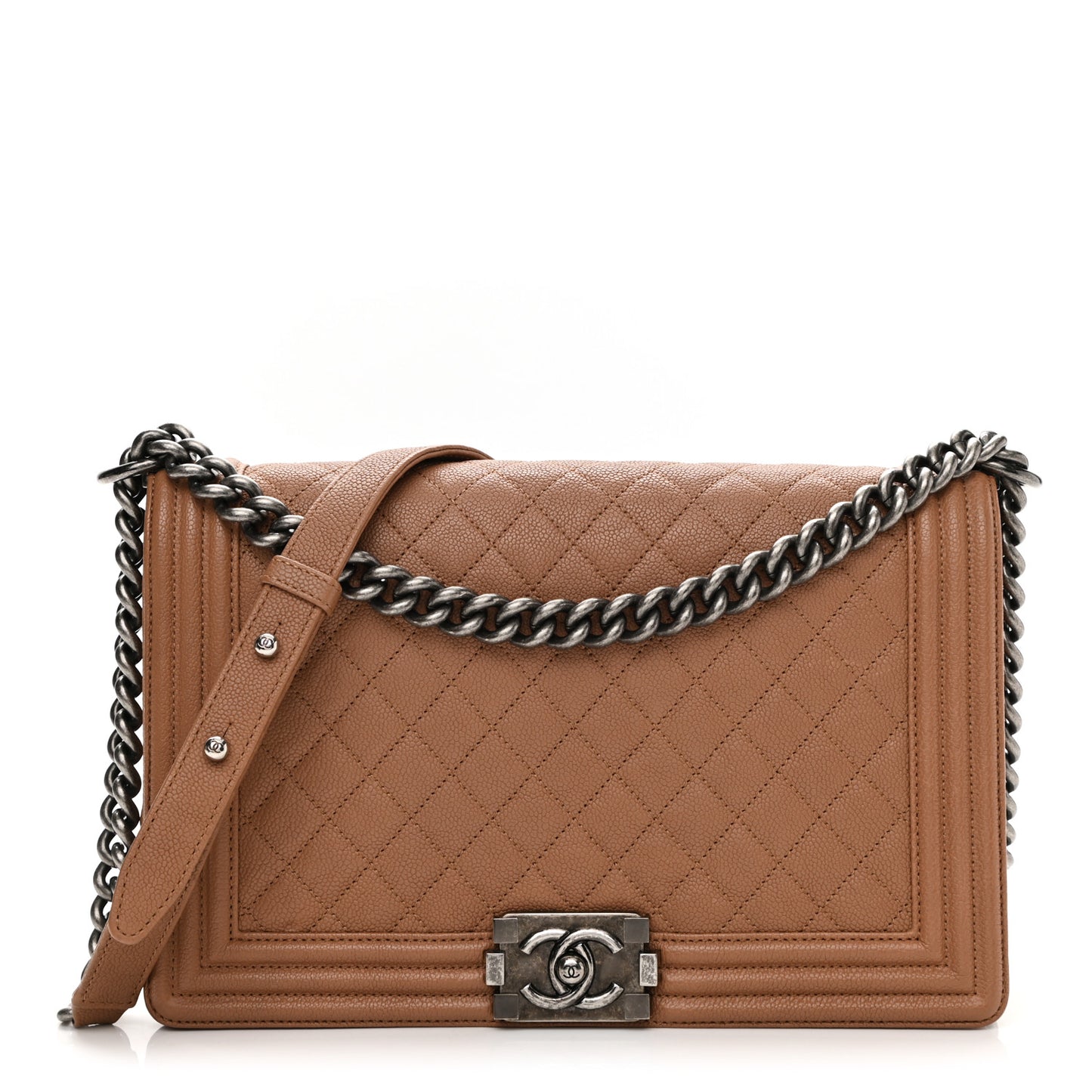 Caviar Quilted New Medium Boy Flap Camel